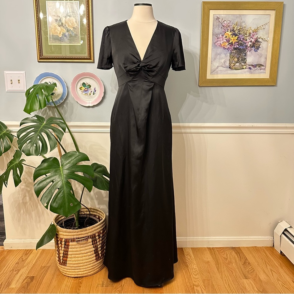 Show Me Your Mumu Rome Twist Gown Black Medium Evening Formal Silky Wedding - Picture 1 of 10